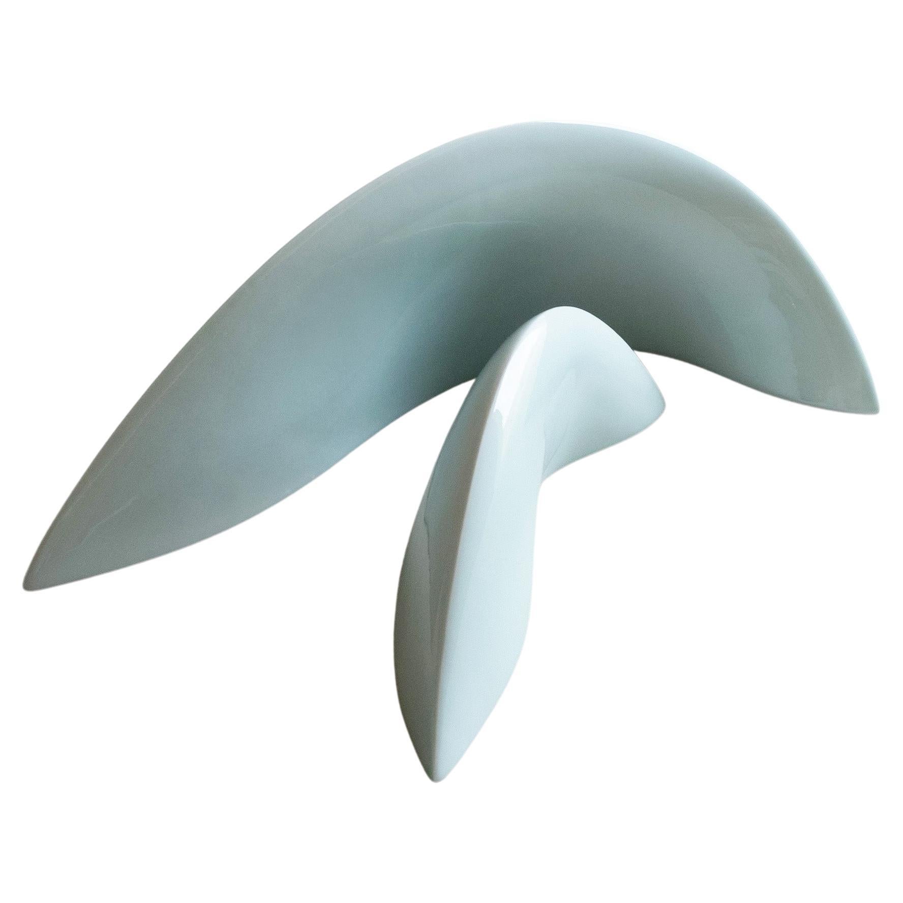 Abstract Table Sculpture - Ceramic Celadon Sculpture Pair by Soo Joo For Sale