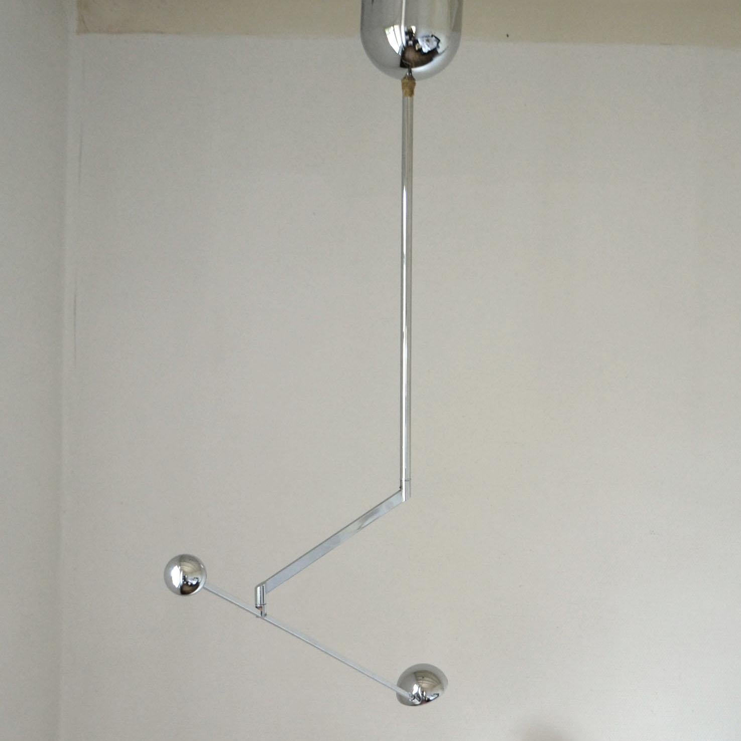 Minimal Chrome Counter Balance Ceiling 1970s Lamp For Sale 4