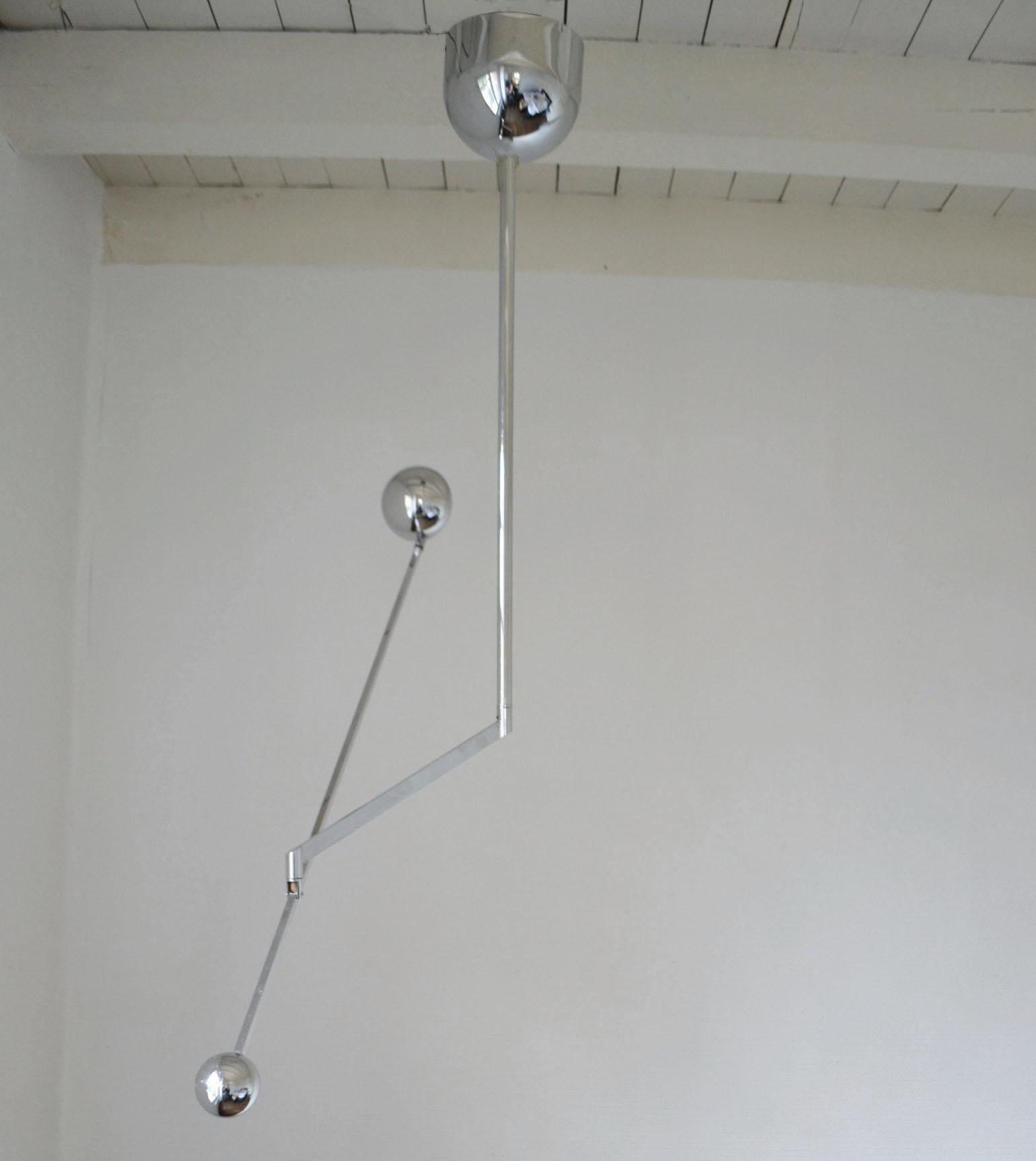 Minimal Chrome Counter Balance Ceiling 1970s Lamp For Sale 5