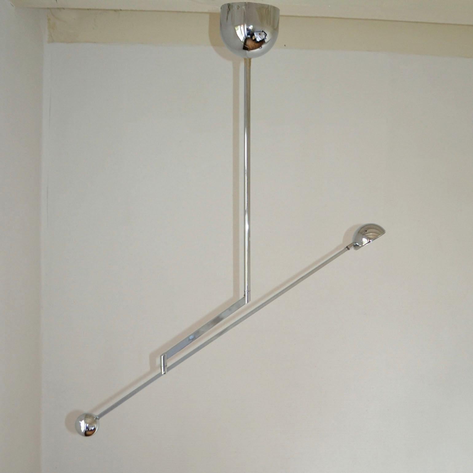 Minimalist Minimal Chrome Counter Balance Ceiling 1970s Lamp For Sale