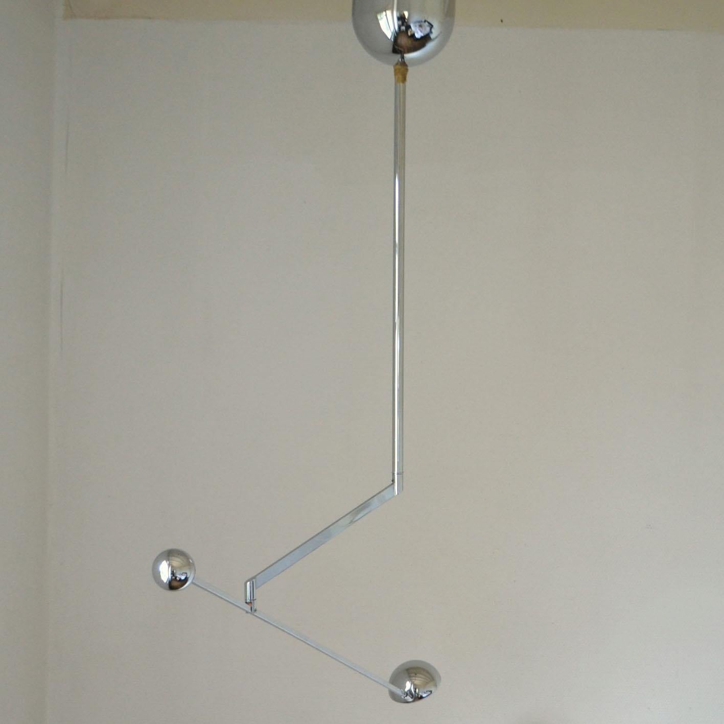 Minimal Chrome Counter Balance Ceiling 1970s Lamp For Sale 2