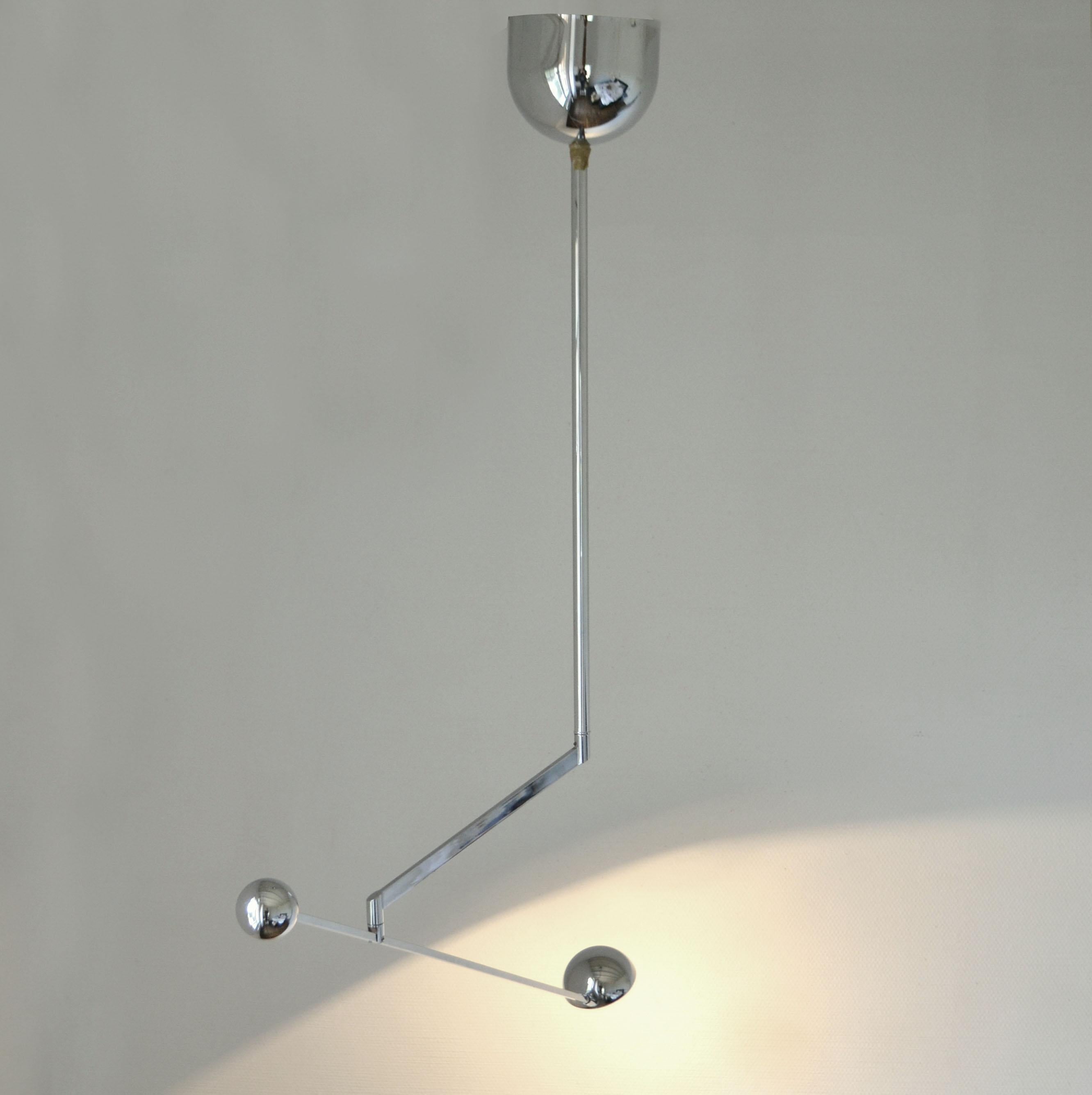 Minimal Chrome Counter Balance Ceiling 1970s Lamp For Sale 3