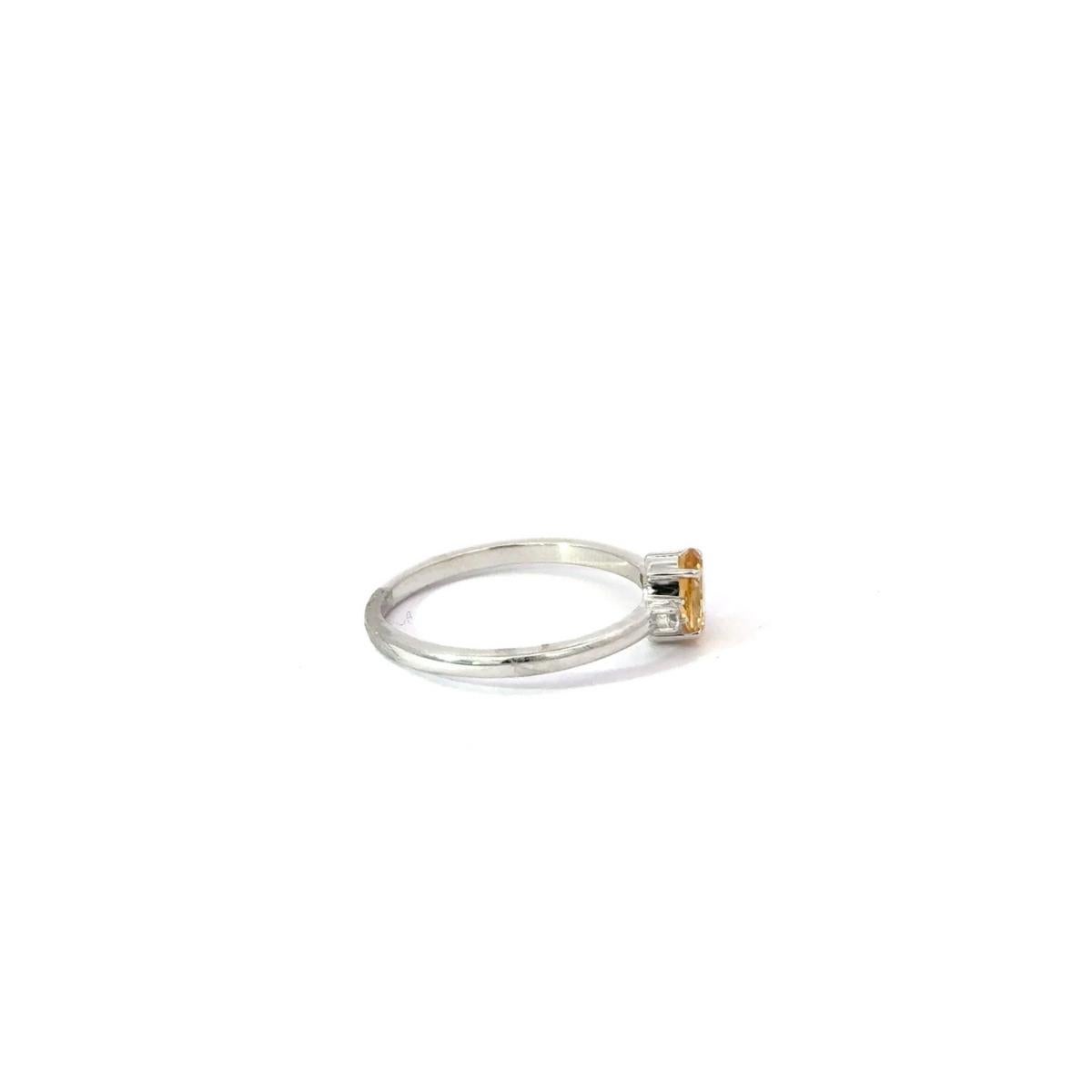 For Sale:  Minimal Citrine & CZ Gemstone Three Stone Ring in 925 Silver Jewelry for Grandma 3