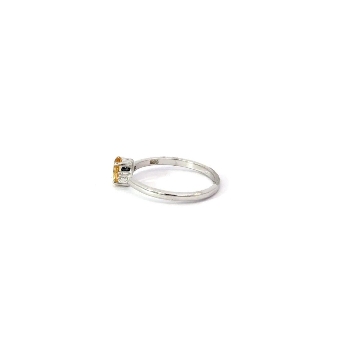 For Sale:  Minimal Citrine & CZ Gemstone Three Stone Ring in 925 Silver Jewelry for Grandma 5
