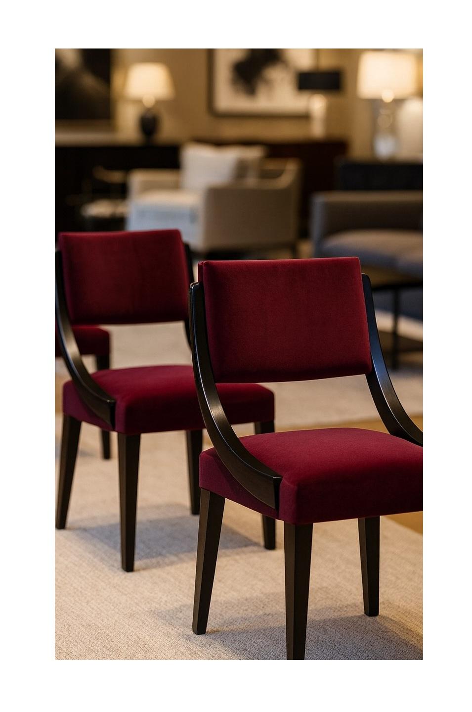 Sedie da pranzo minimal/classiche in velluto con struttura in Oak Oak nero - Studio Mondo in vendita 3