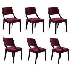 Minimal/Classic Velvet Dining Chairs In Black Oak Frame-Mondo Design Studio