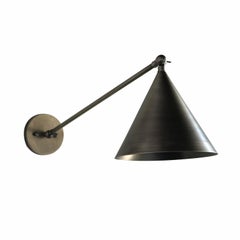 Minimal Cone Shaped Task Light Wall Sconce, Wall Lantern, Brass in Pewter Finish