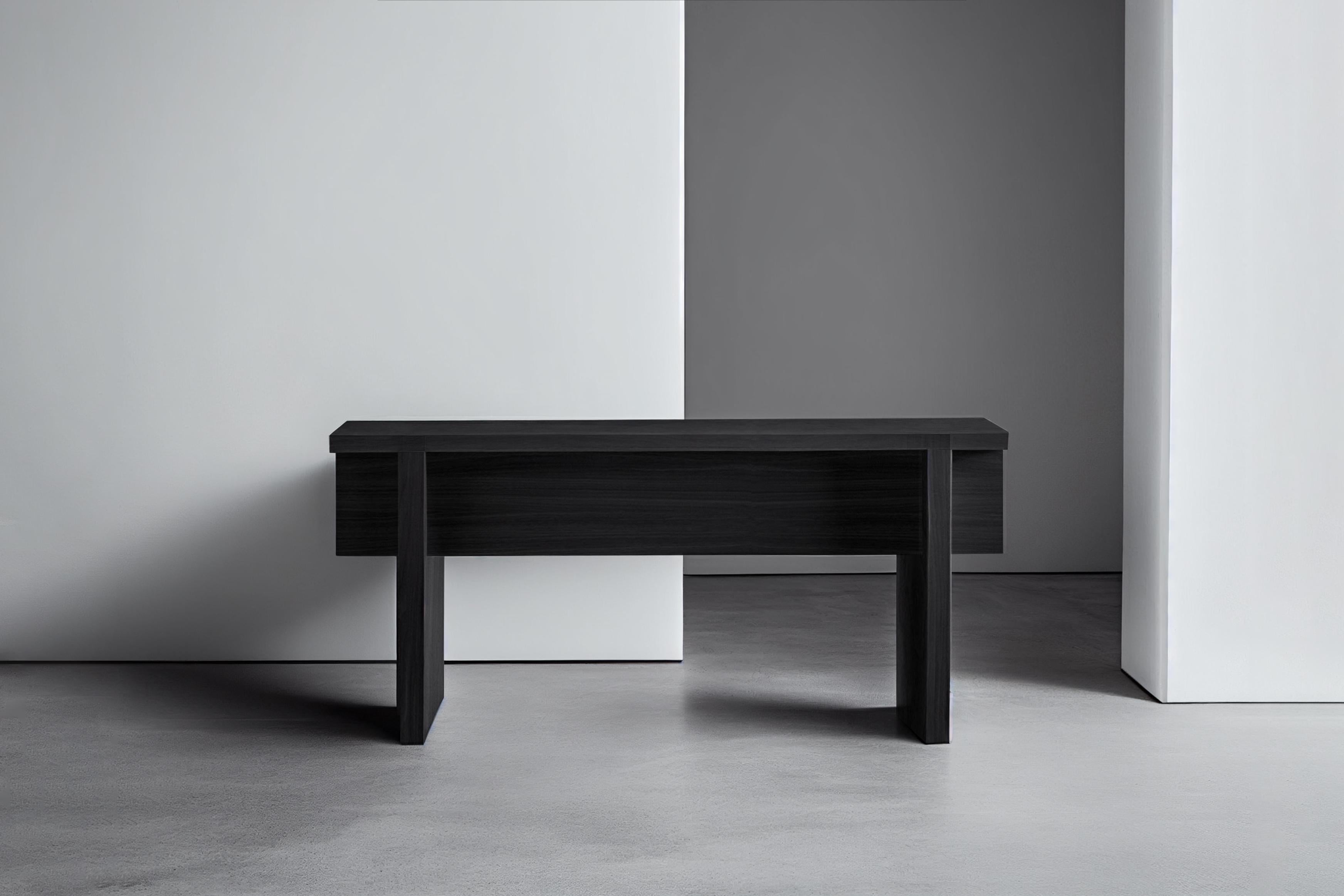Brutalist Minimal Console Table, Sideboard Made of Black Tinted Oak Wood, Narrow Console For Sale