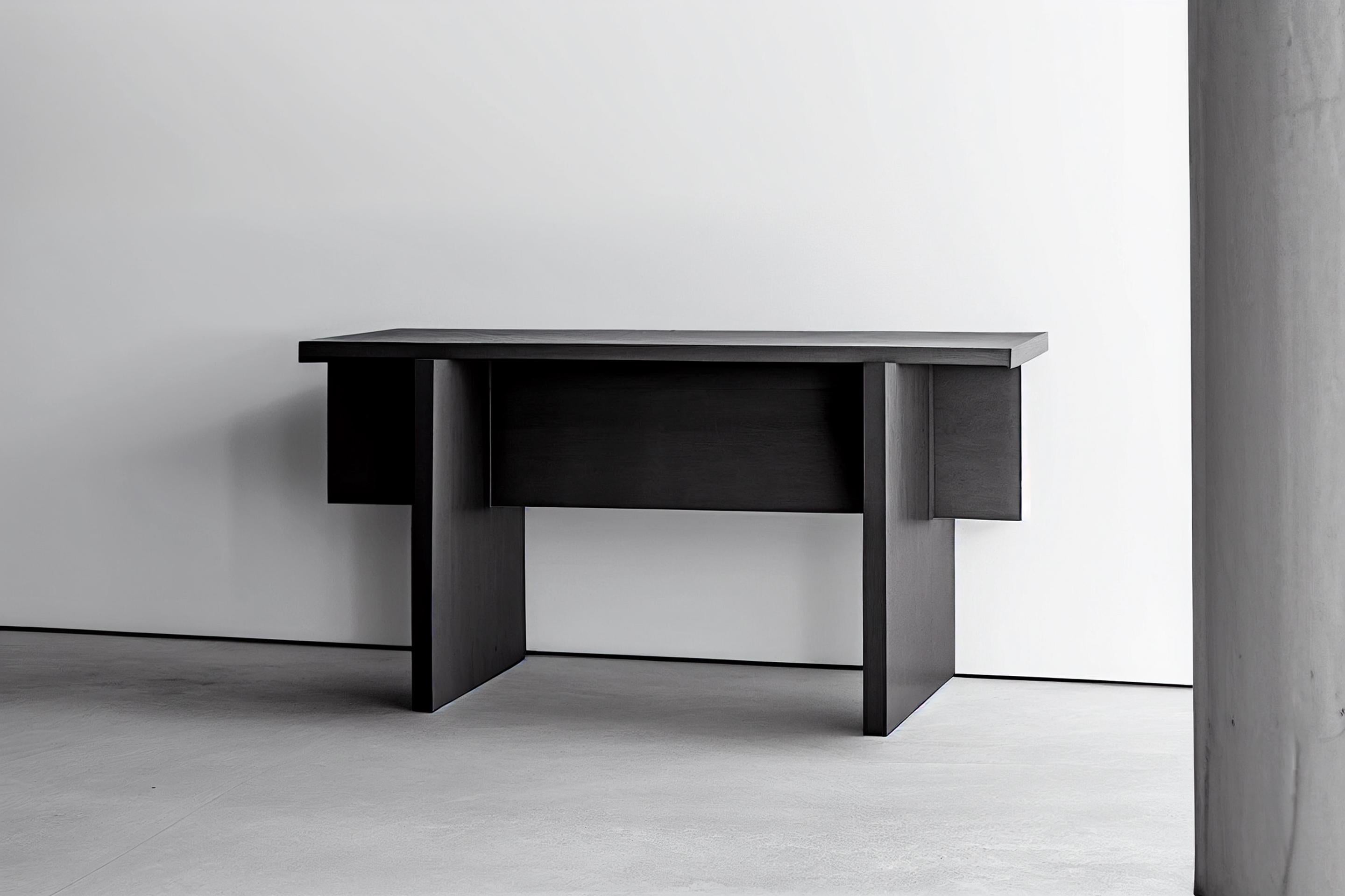 Painted Minimal Console Table, Sideboard Made of Black Tinted Oak Wood, Narrow Console For Sale