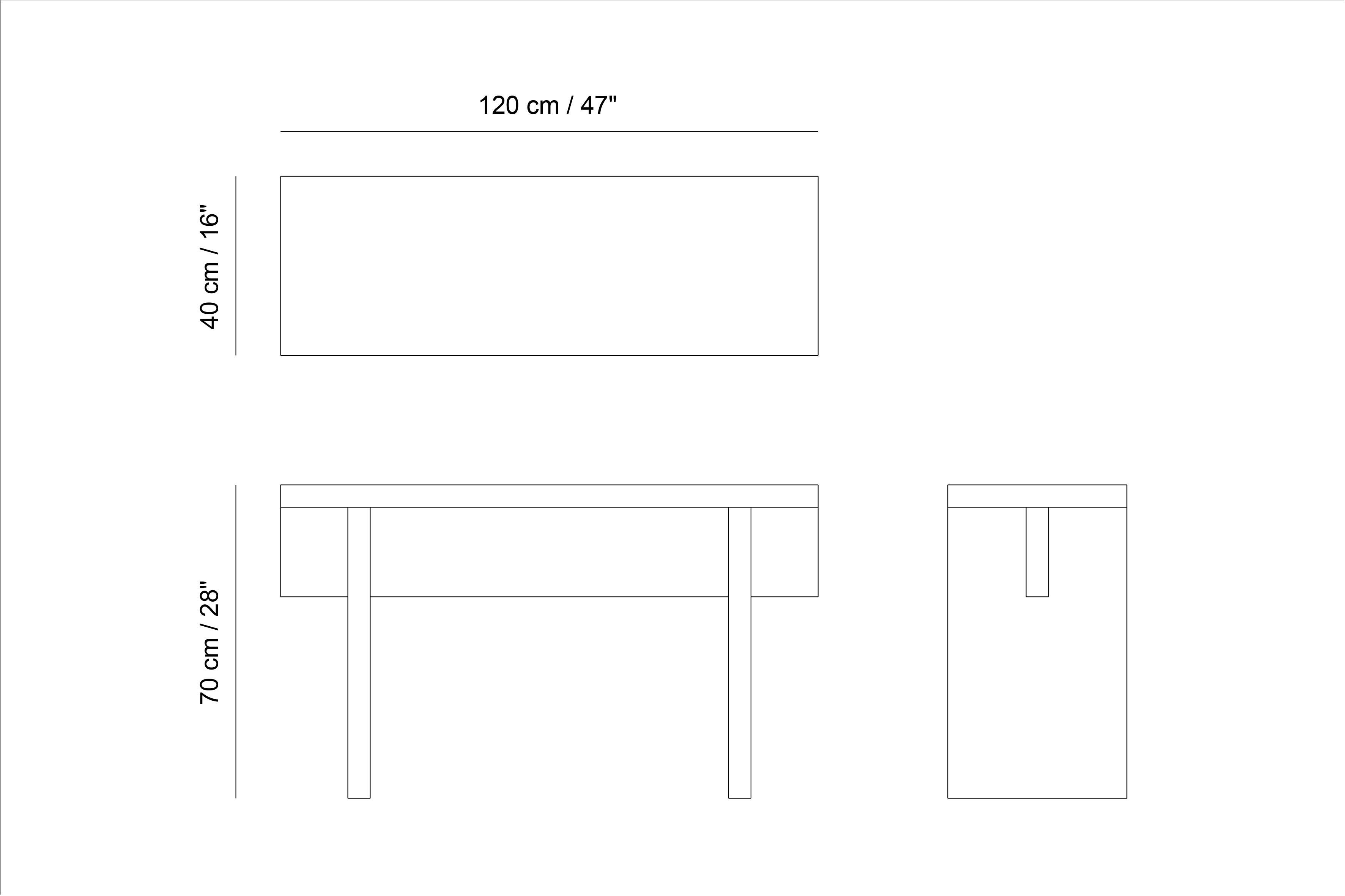 Minimaler Konsolentisch, Sideboard aus schwarz getöntem Eichenholz, schmale Konsole (Gemalt) im Angebot