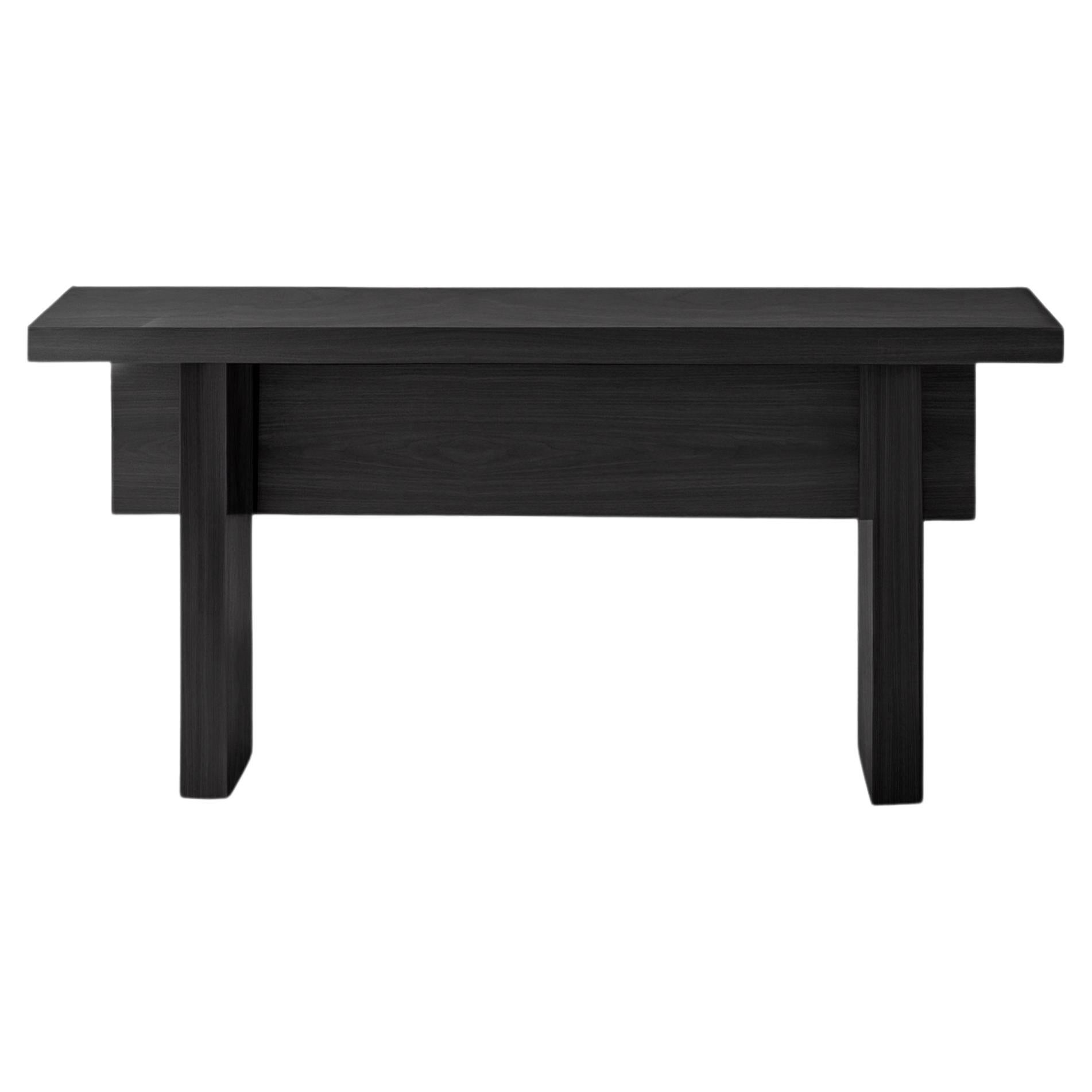 Table console minimaliste, buffet en bois de chêne teinté noir, console étroite