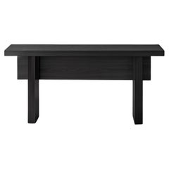 Mesa Consola Minimal, Aparador de Madera de Roble Tintado Negro, Consola Estrecha