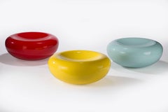 Minimal Contemporary Bowls in Fiberglass with Yellow High Gloss Lacquer Finish