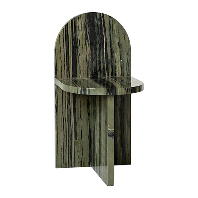 Minimal, Contemporary Green Stone Tombstone Chair by Fort Standard, In Stock