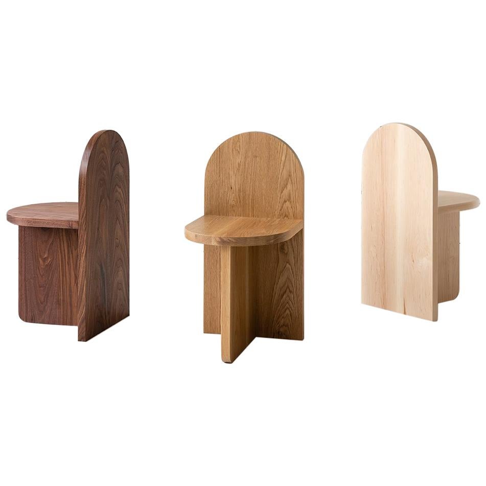 Minimal, Contemporary Wood Tombstone Side Chair by Fort Standard, in Stock
