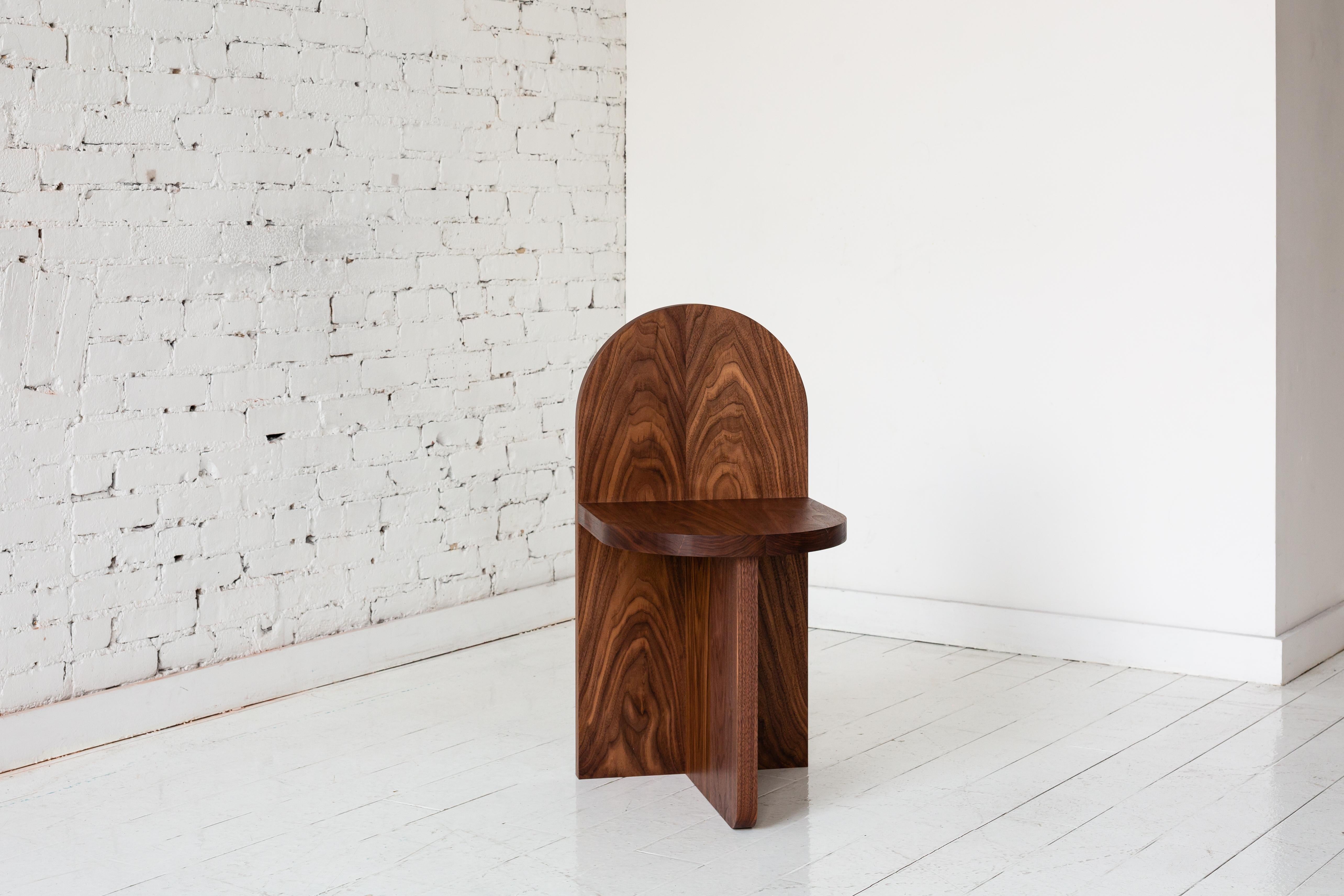 Hand-Crafted Minimal, Contemporary Wood Tombstone Side Chair by Fort Standard, in Stock For Sale