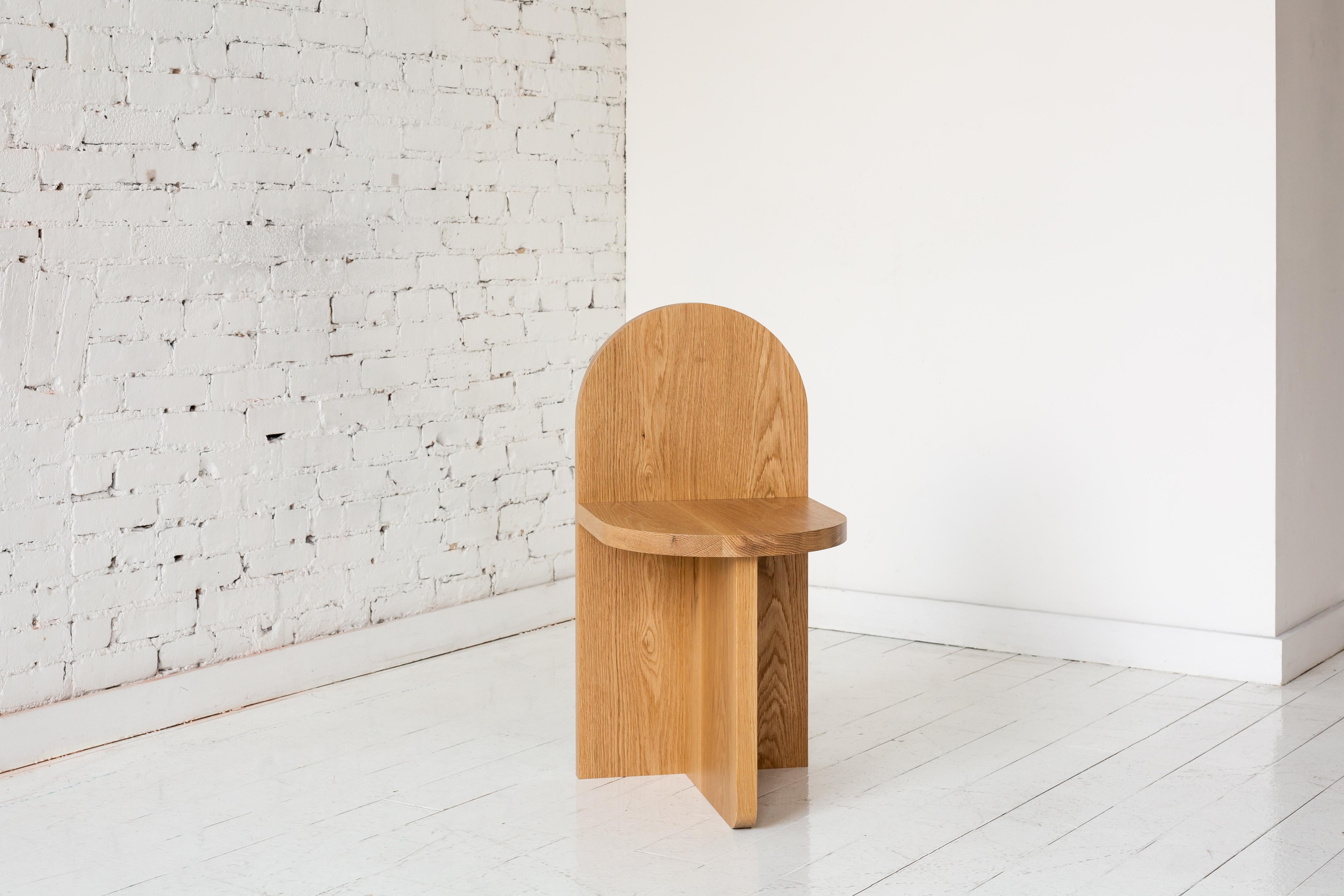 Minimal, Contemporary Wood Tombstone Side Chair by Fort Standard, in Stock In New Condition For Sale In Brooklyn, NY