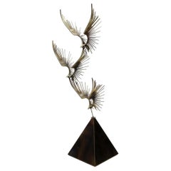 Minimal Curtis Jeré "Vögel im Flug" Bronze Bodenskulptur Signiert und datiert