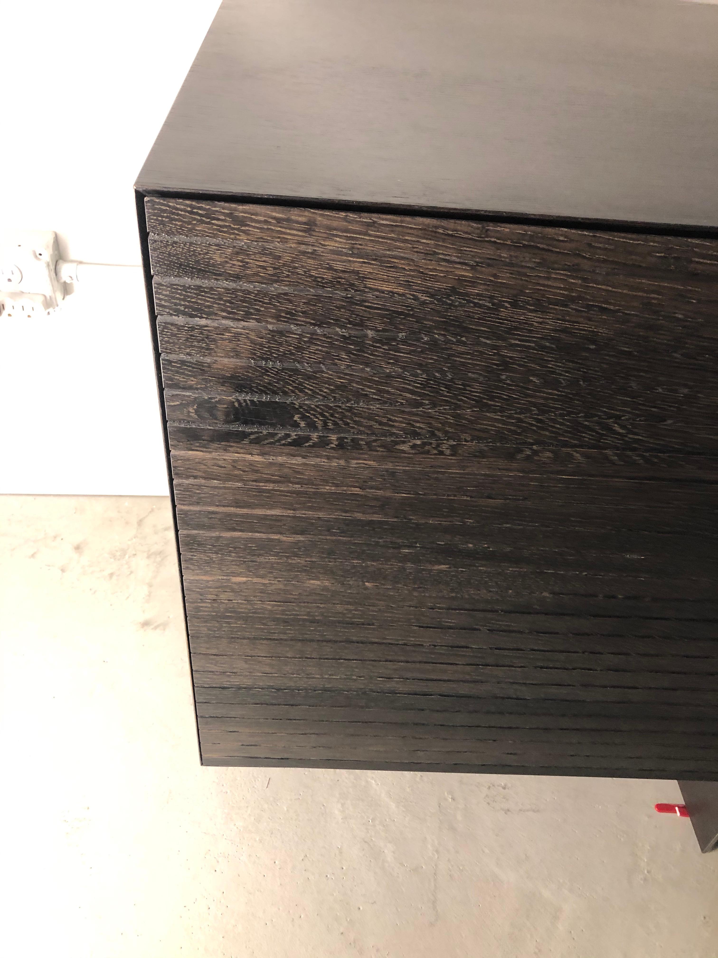 American Minimal Custom Solid Oak Credenza For Sale