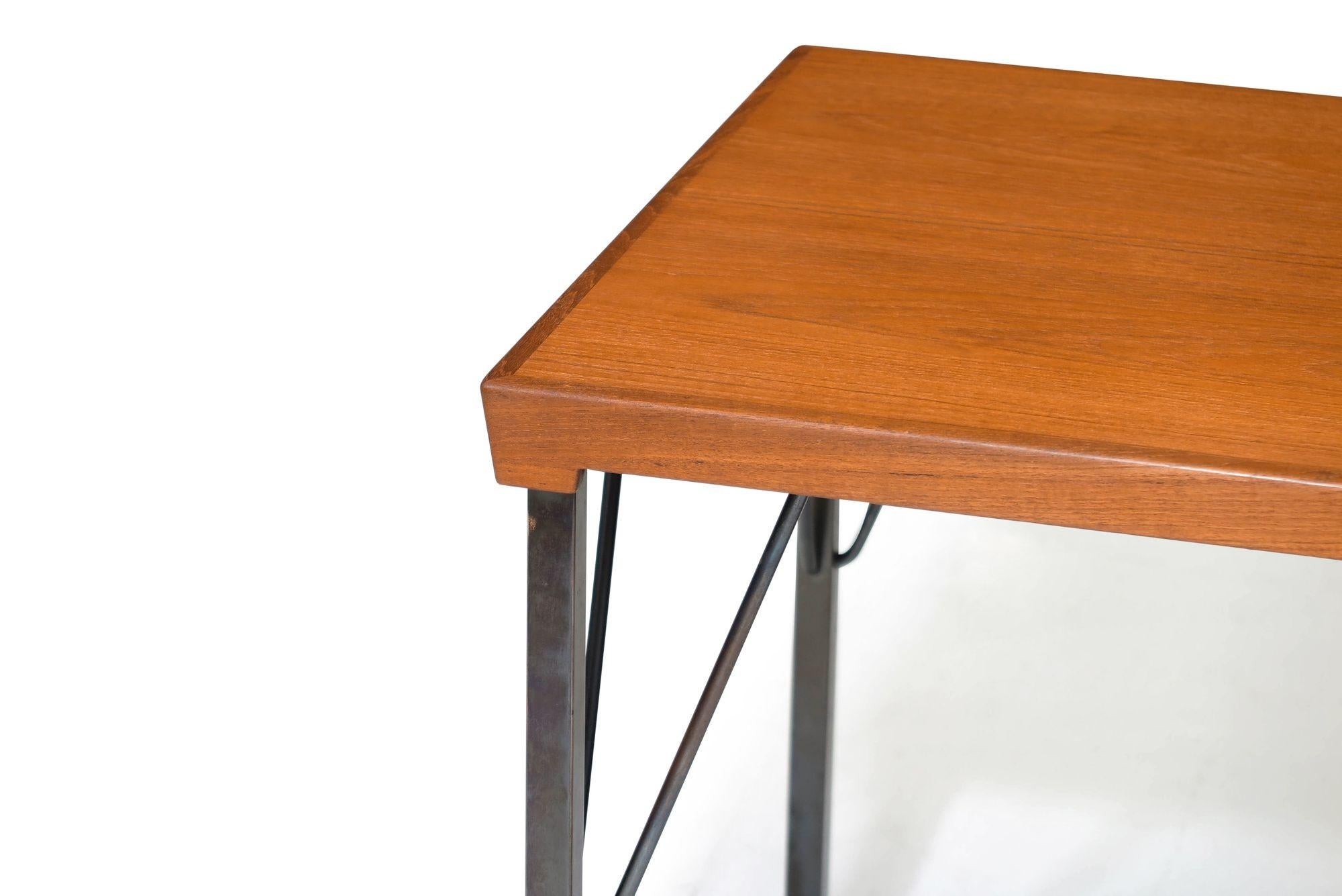 Scandinavian Modern Minimal Danish Designed Teak Desk By Peter Hvidt For Sale