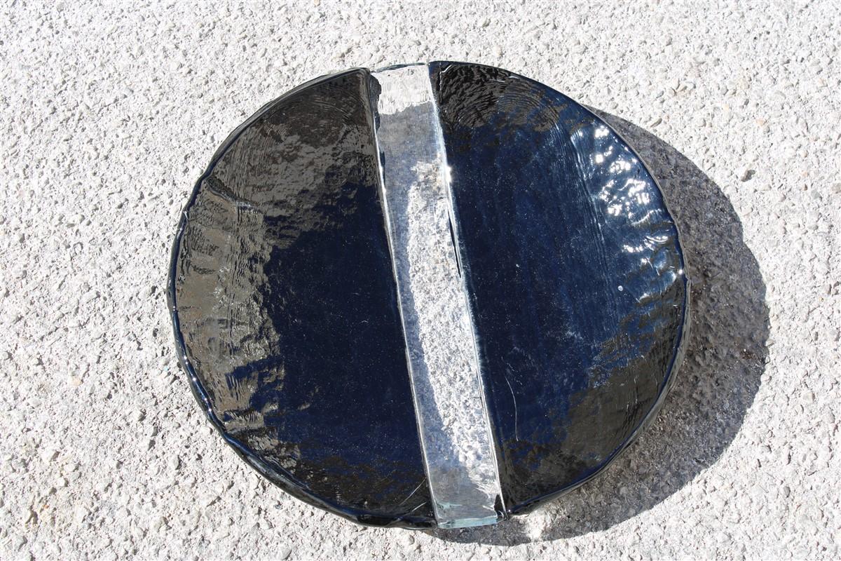 Minimal Decorative Bowl Black Massif Murano glass 1970 Carlo Nason for Mazzega