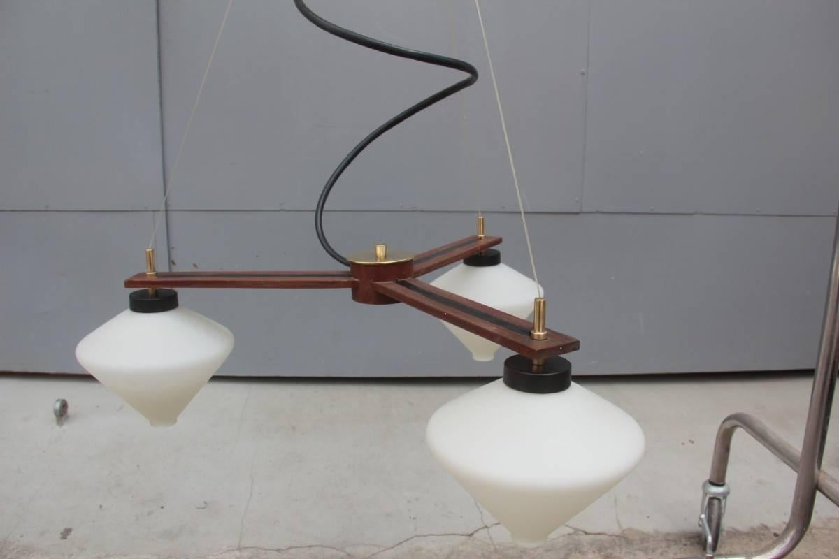 Metal Minimal Design Esperia Chandelier 1960 Made in Italy For Sale