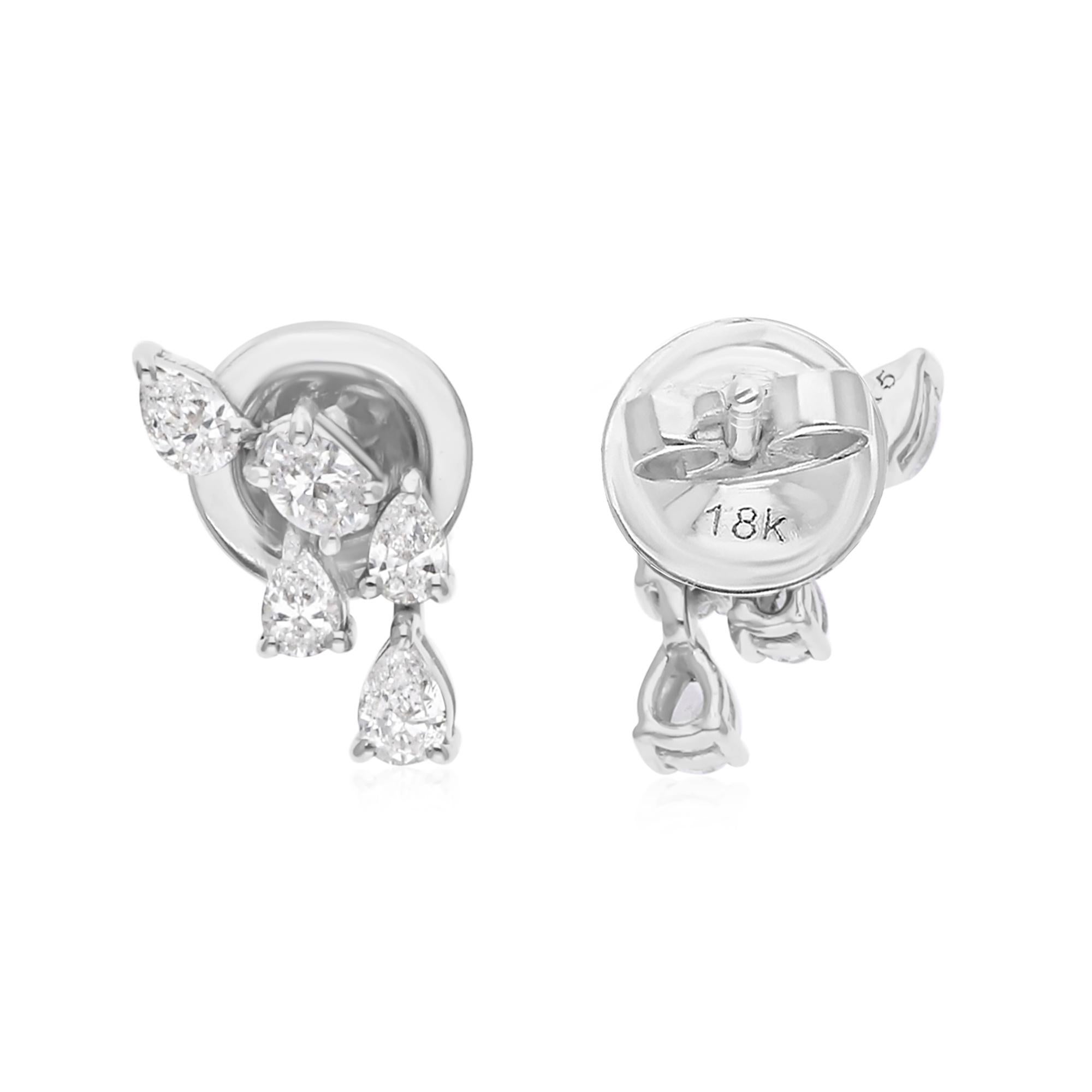 Minimale Diamant-Ohrstecker Brautjungfer Geschenk 18k Weißgold Alle Zölle gezahlt (Gemischter Schliff) im Angebot