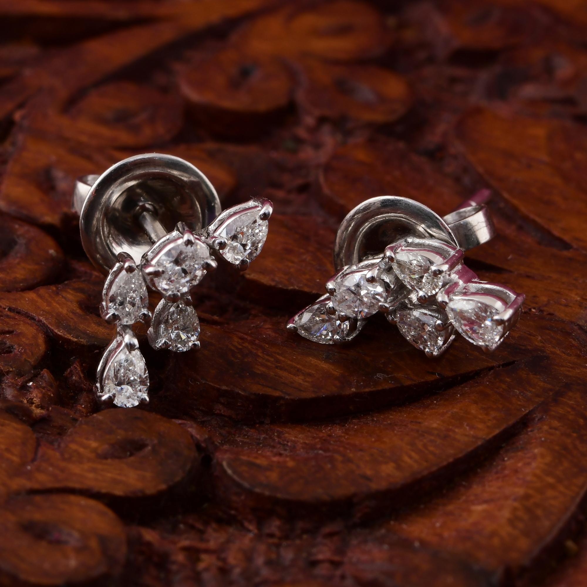 Minimale Diamant-Ohrstecker Brautjungfer Geschenk 18k Weißgold Alle Zölle gezahlt im Zustand „Neu“ im Angebot in Diera, Dubai