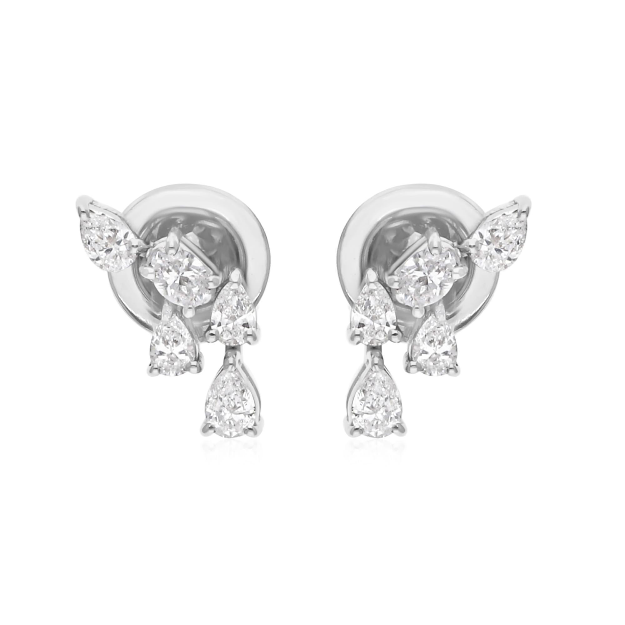 Minimale Diamant-Ohrstecker Brautjungfer Geschenk 18k Weißgold Alle Zölle gezahlt Damen im Angebot