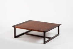 Minimal Ebony and Mahogany Pommelè Coffee Table CMP Design for Giordano Viganò