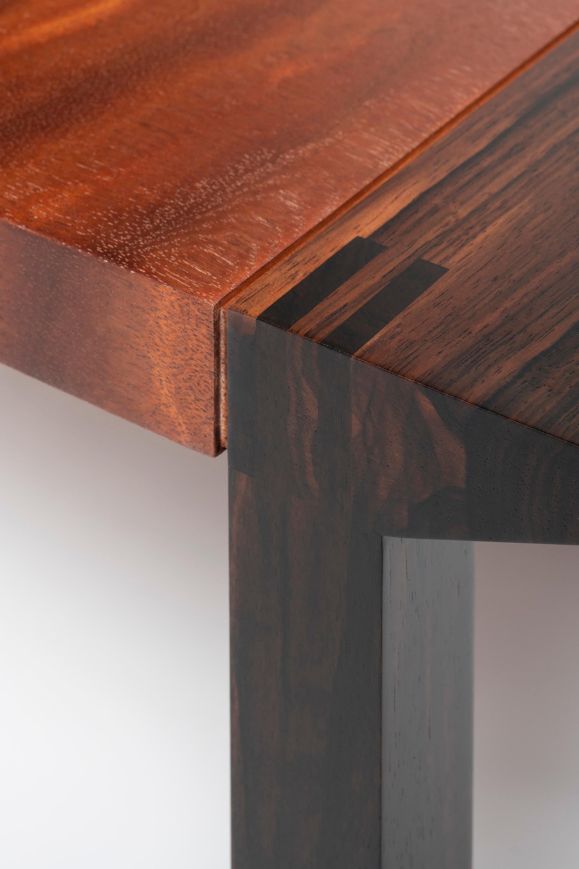 Woodwork Minimal Ebony and Mahogany Pommelè Coffee Table CMP Design for Giordano Viganò For Sale