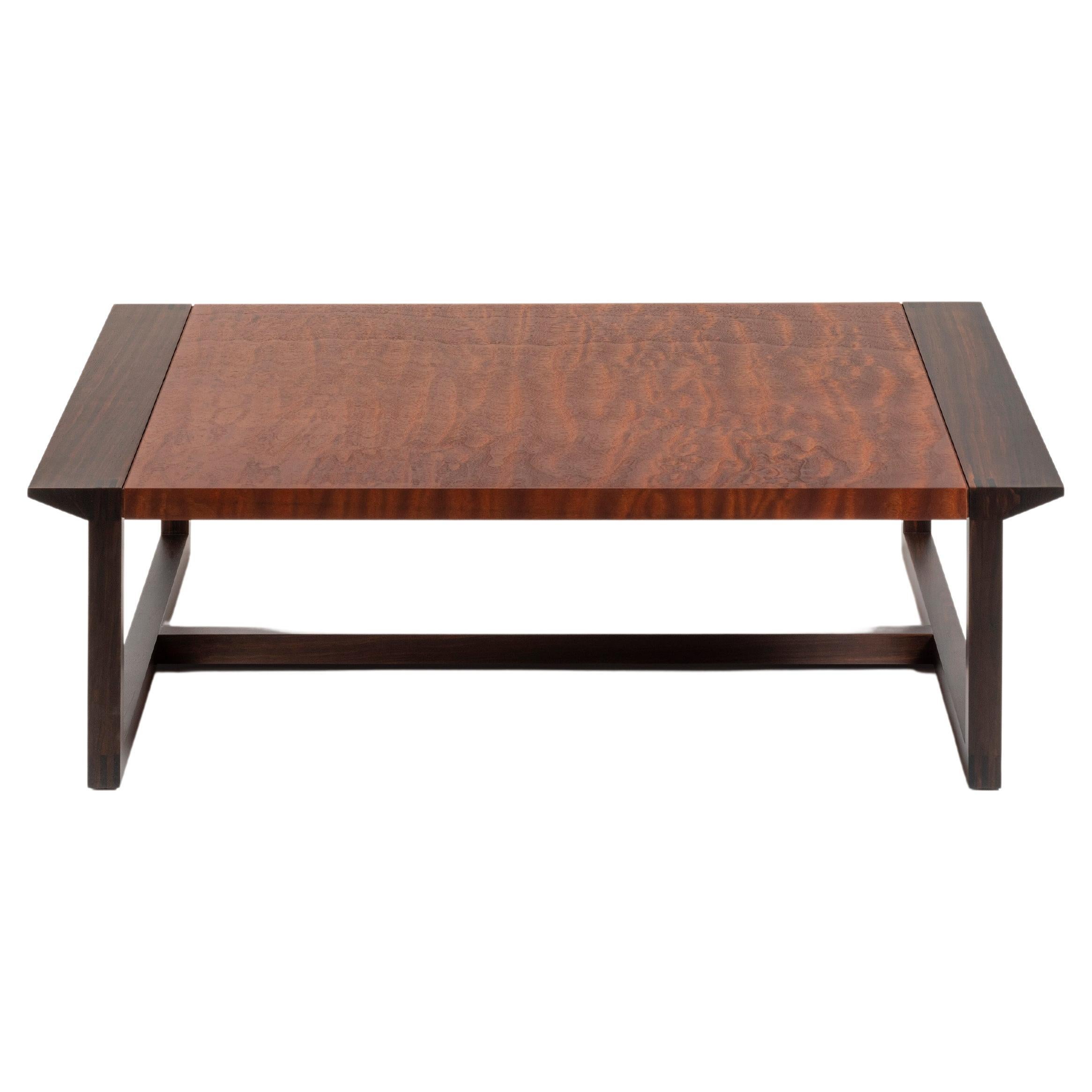 Minimal Ebony and Mahogany Pommelè Coffee Table CMP Design for Giordano Viganò For Sale