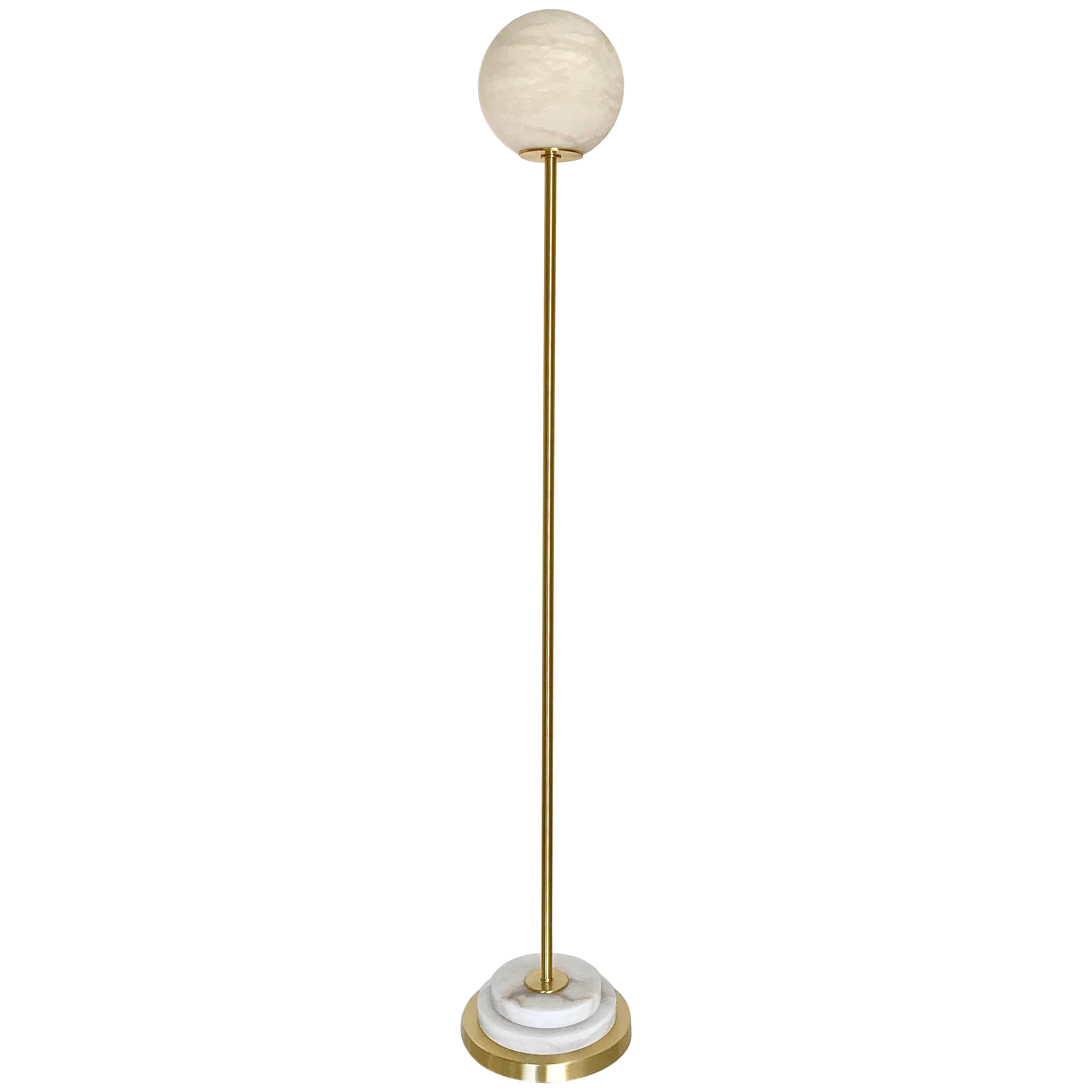 Minimal Floor Lamp "Alabaster Moon" For Sale