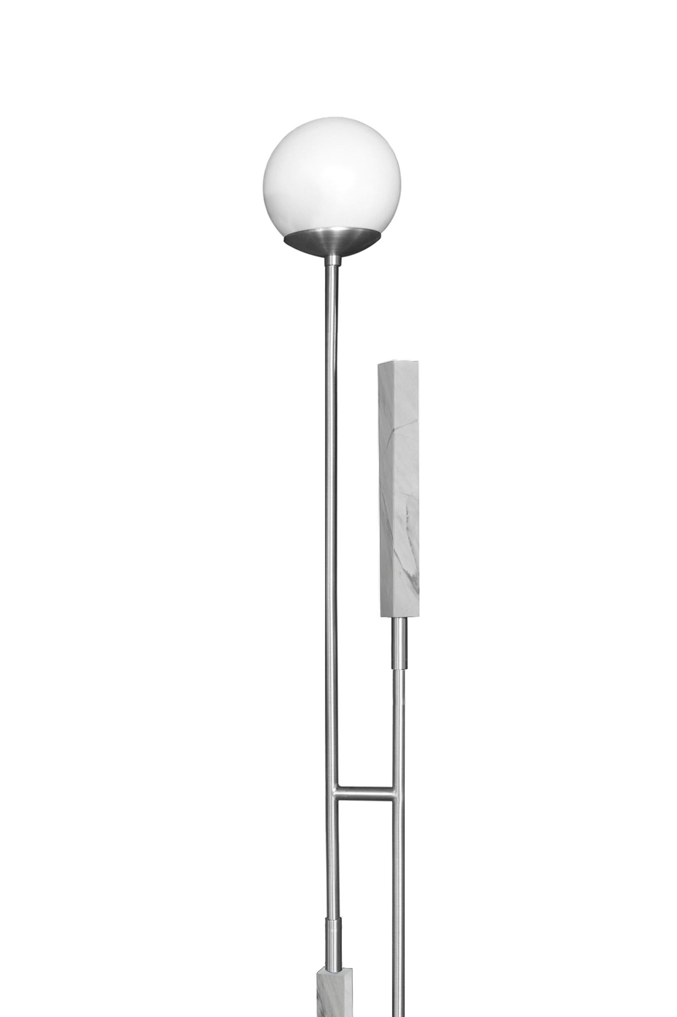 Modern  MINIMAL FLOOR LAMP,  Handcrafted Marble Utility Sculpture Lamp by Rebeca Cors