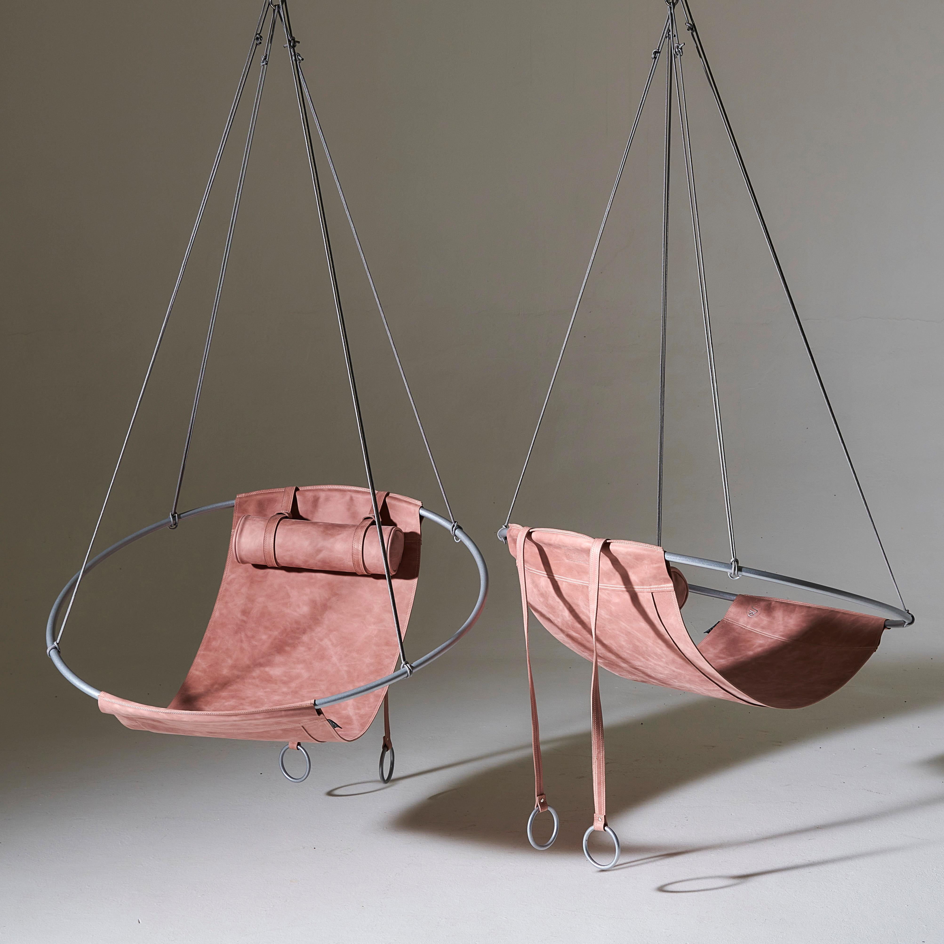 South African Modern Genuine Leather Hanging Swing Chair For Sale