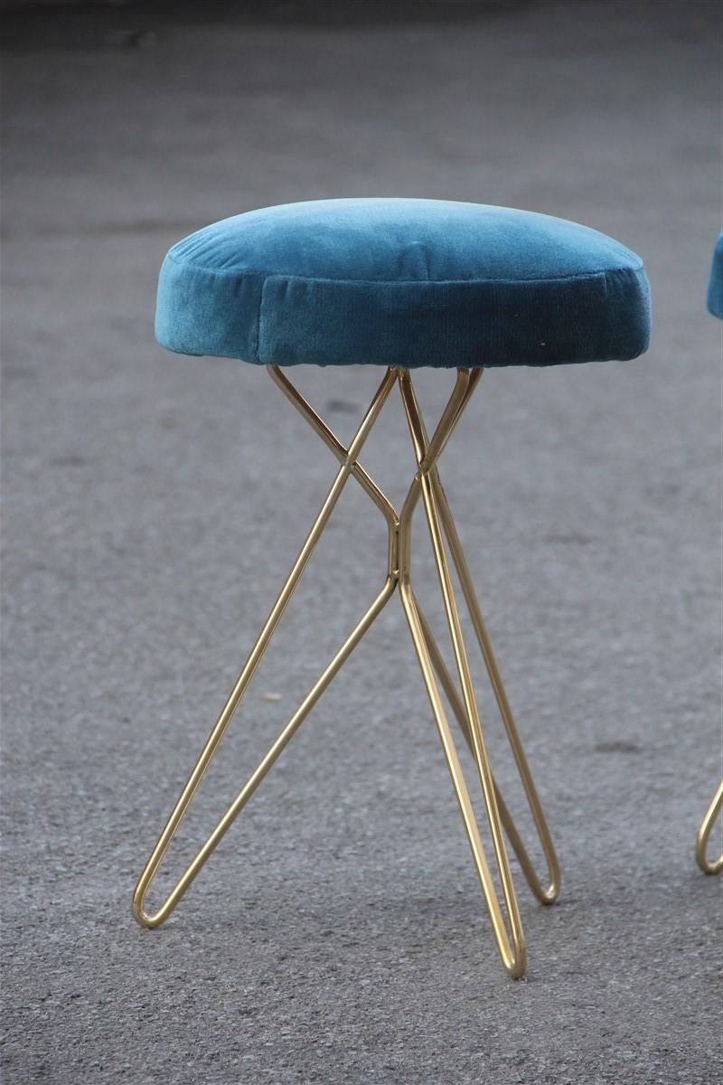 Minimal geometric pair of stools new brass velvet blu Italian design.


You'll find photos with different Chenille/Velvet colors available, which you can choose according to your needs!


We're attacking photos of the different finishing of