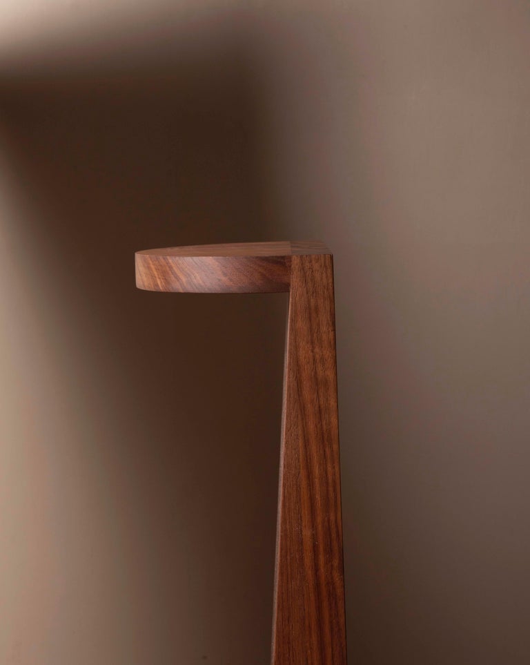 Minimal Geometric Pedestal Table in Black Walnut by Campagna at 1stDibs