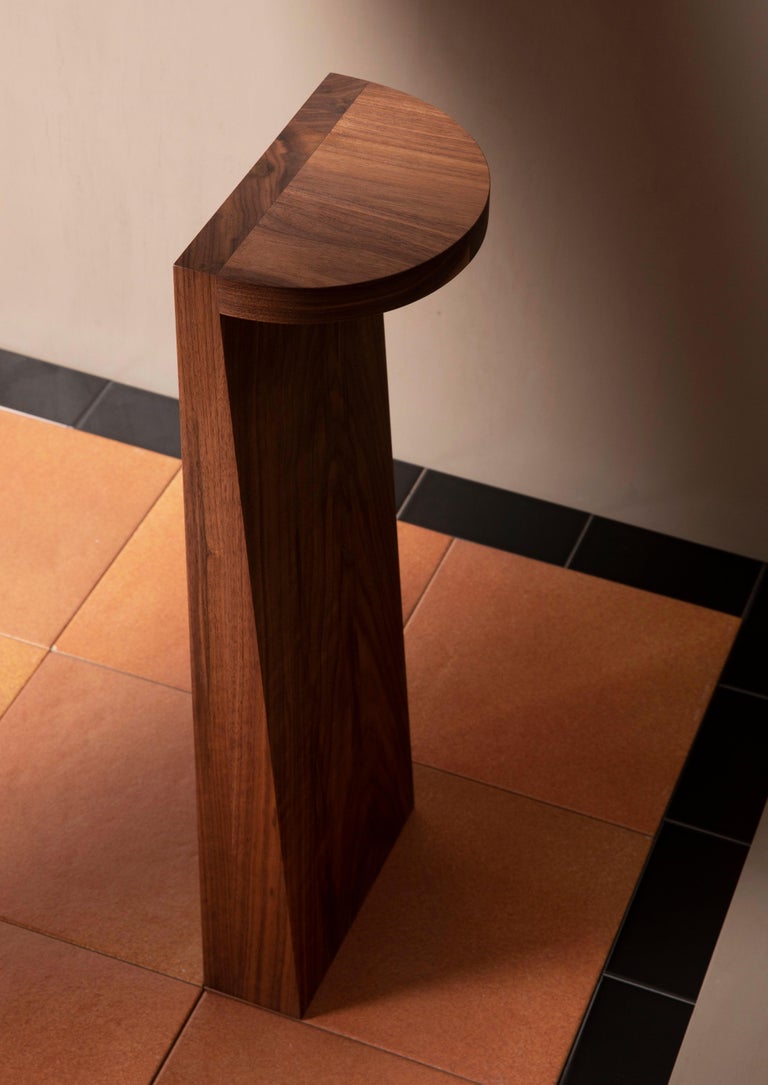 Minimal Geometric Pedestal Table in Black Walnut by Campagna at 1stDibs