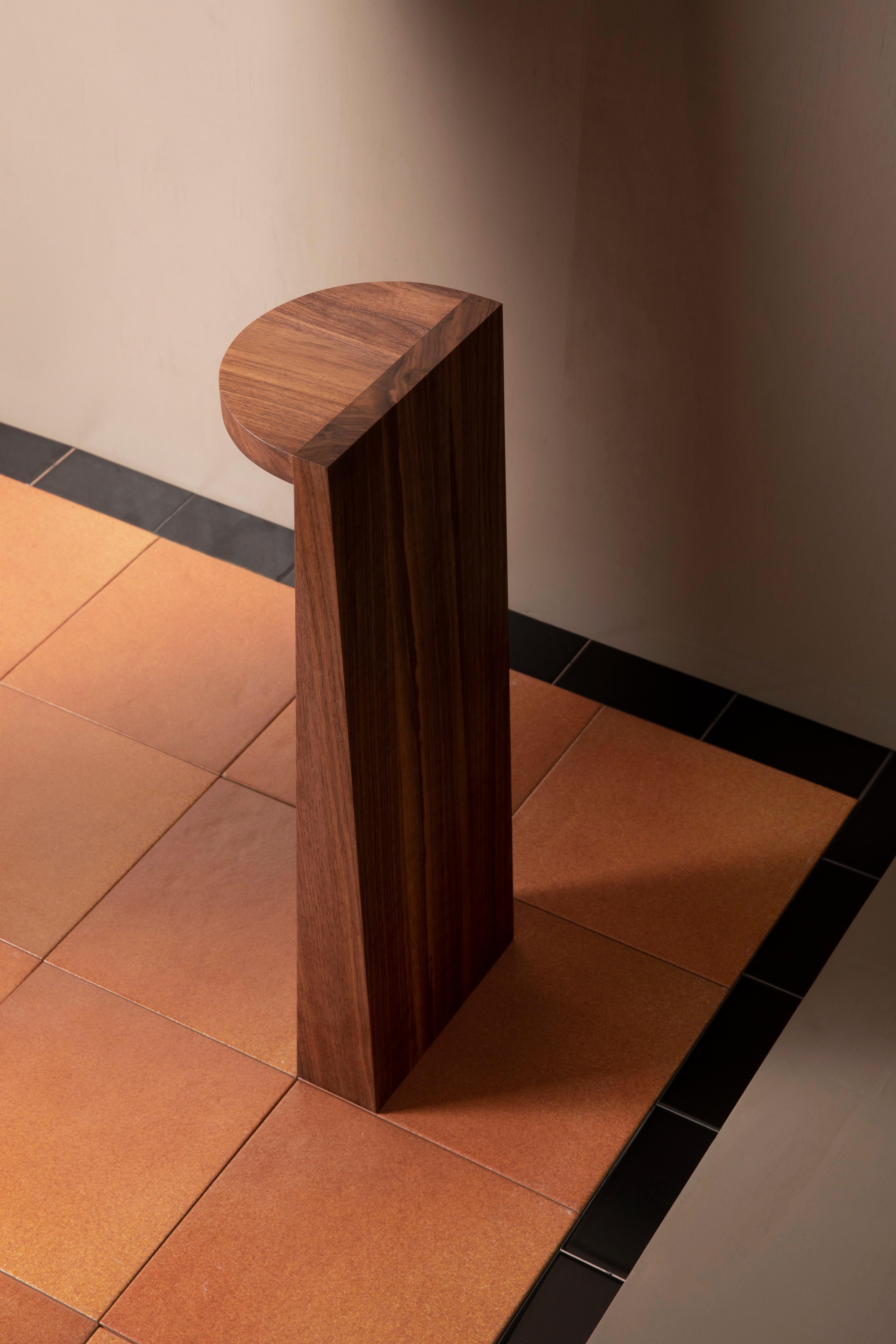 Modern Minimal Geometric Pedestal Table in Black Walnut by Campagna