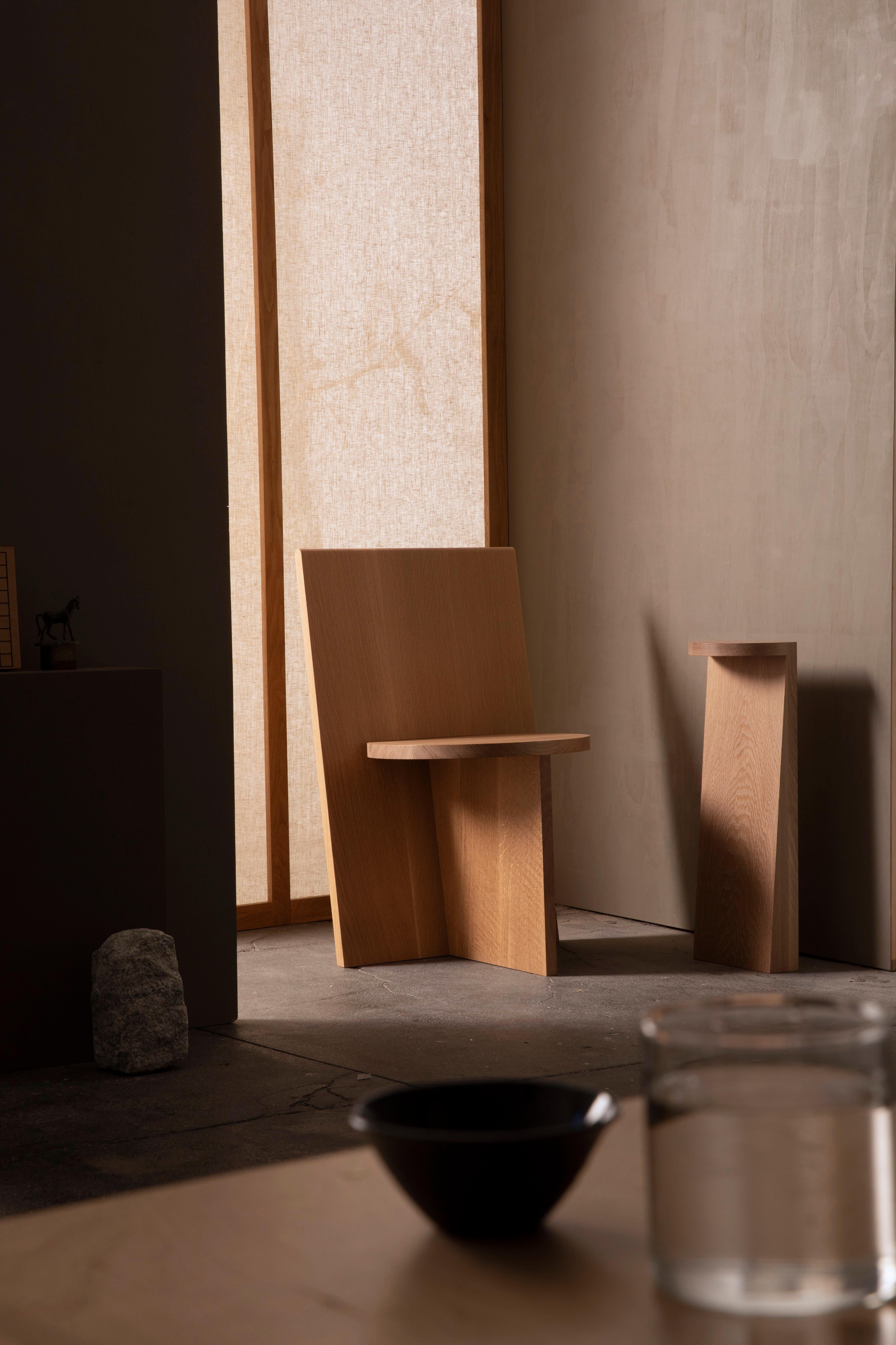 Modern Minimal Geometric Sculptural Pedestal Table in White Oak by Campagna