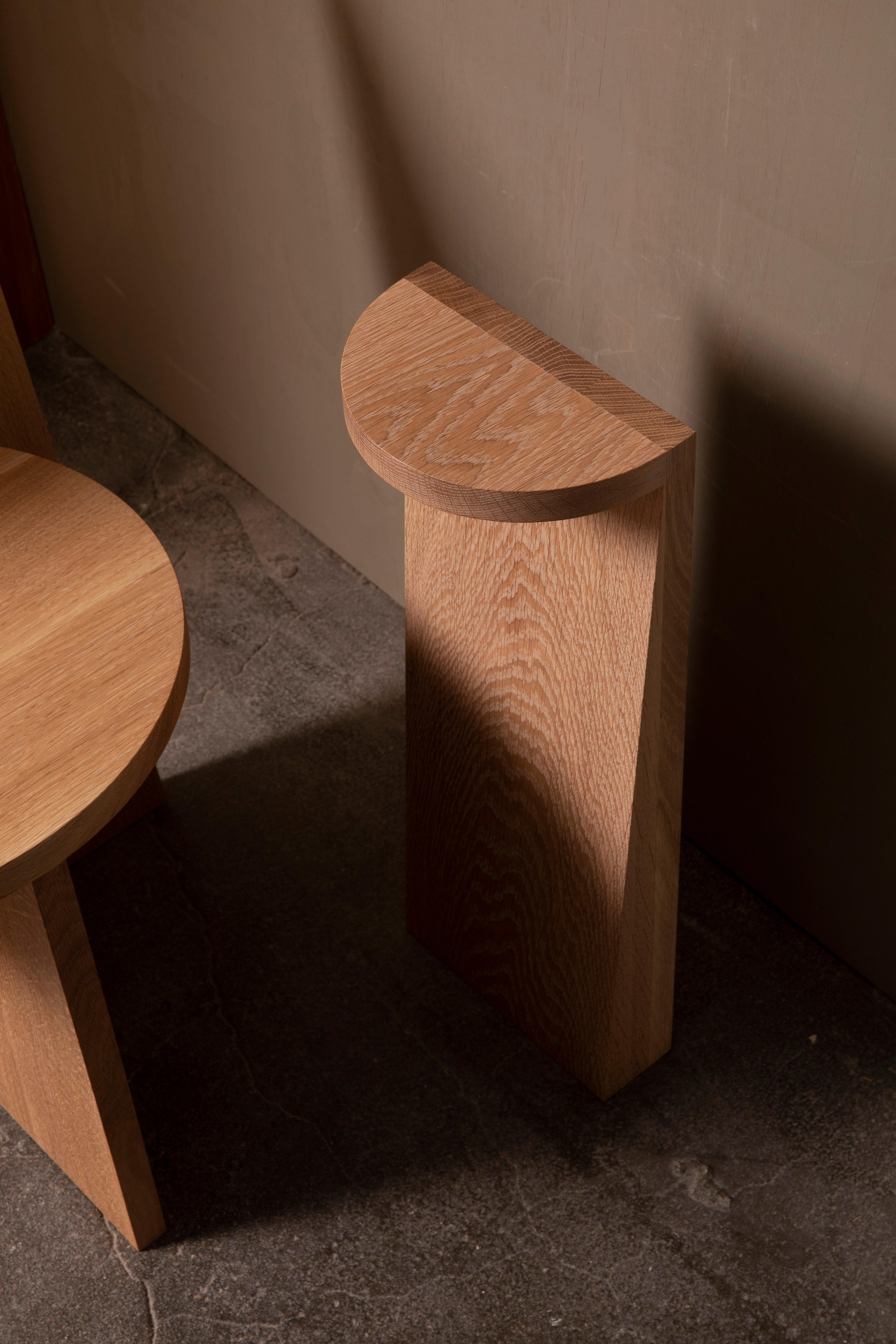American Minimal Geometric Sculptural Pedestal Table in White Oak by Campagna