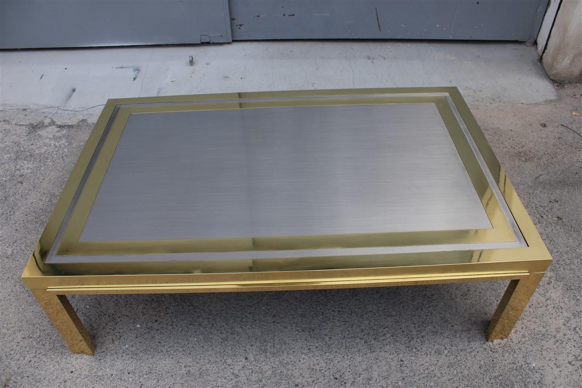 Minimal Great Table Coffee Maison Mercier Freres France 1970s Brass Steel For Sale 7