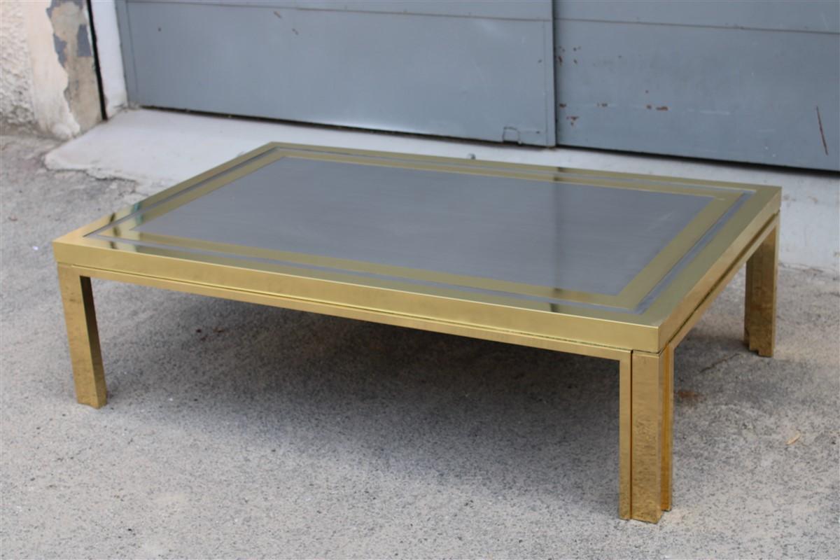 Minimal Great Table Coffee Maison Mercier Freres France 1970s Brass Steel For Sale 8