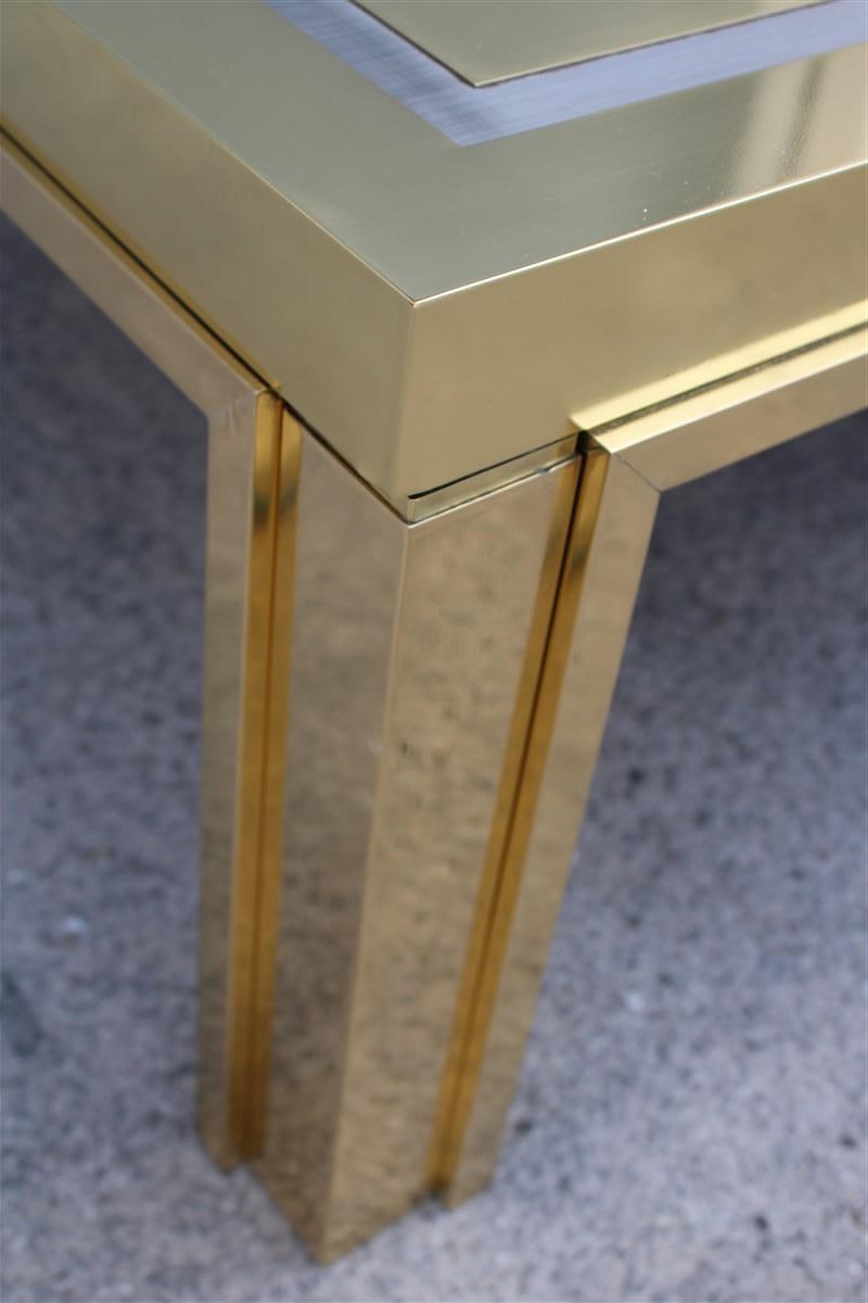 Minimal Great Table Coffee Maison Mercier Freres France 1970s Brass Steel In Good Condition For Sale In Palermo, Sicily