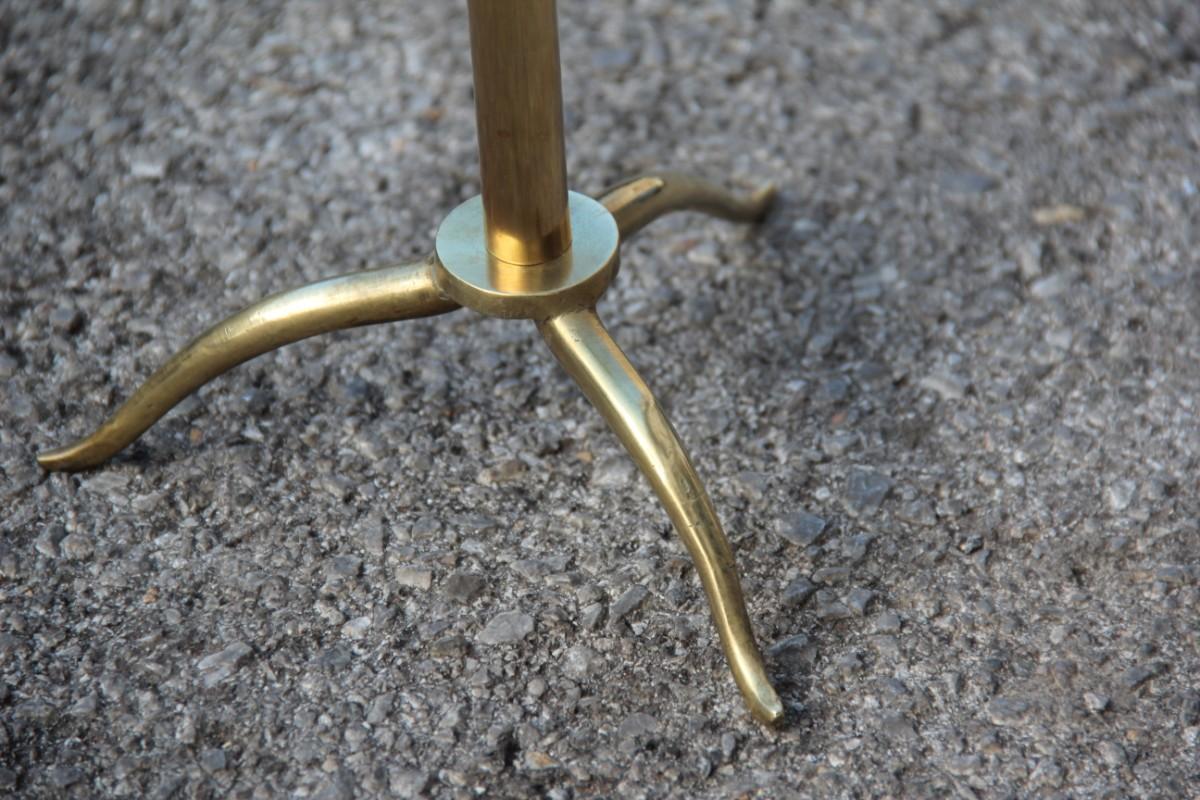 Minimal Gueridon Italian Design Midcentury Glass Top Brass Feet Gold Color 6