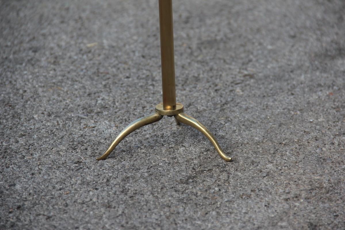 Minimal Gueridon Italian Design Midcentury Glass Top Brass Feet Gold Color 2