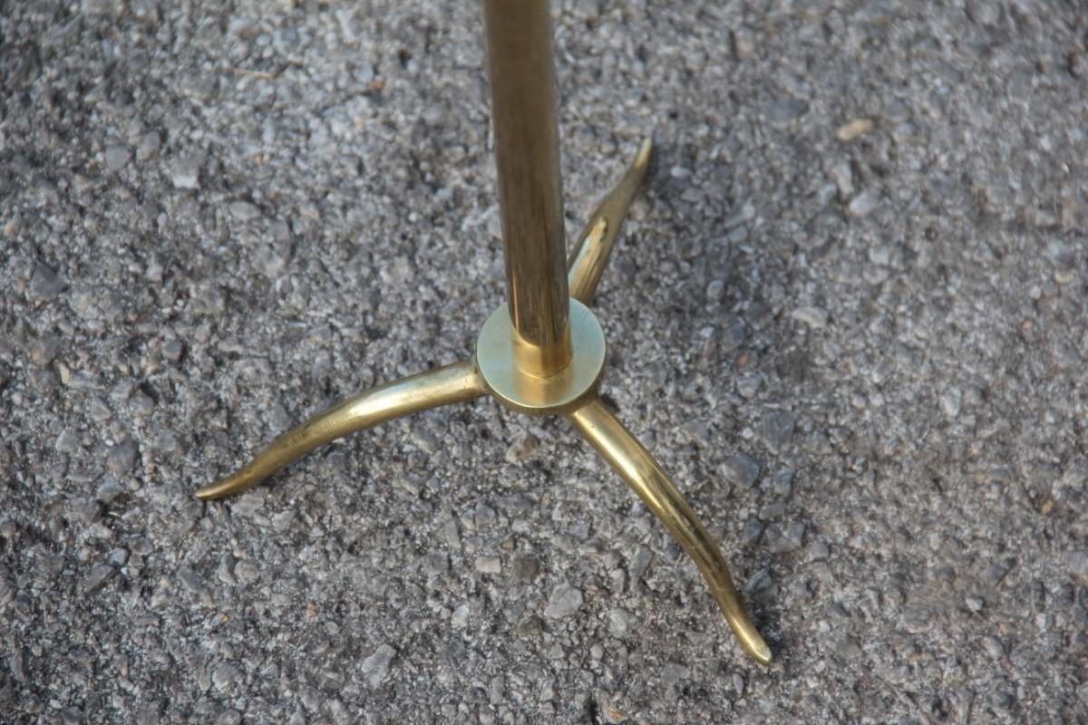 Minimal Gueridon Italian Design Midcentury Glass Top Brass Feet Gold Color 3