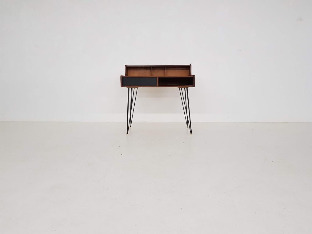 Mid-Century Modern Minimal Hairpin Teak Desk by Cees Braakman for Pastoe, Dutch Design 1950s 