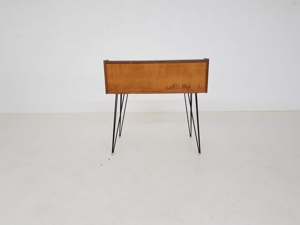 Metal Minimal Hairpin Teak Desk by Cees Braakman for Pastoe, Dutch Design 1950s 