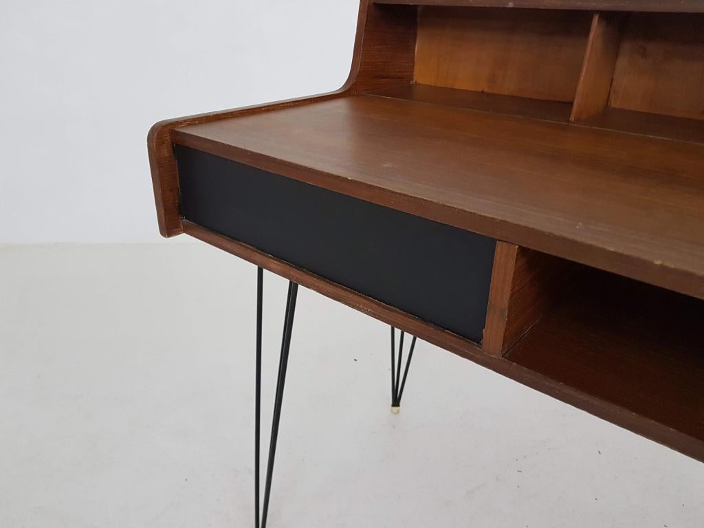 Minimal Hairpin Teak Desk by Cees Braakman for Pastoe, Dutch Design 1950s  2